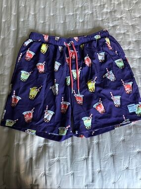 Bubble Tea Print Swim Trunks - Purple